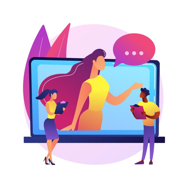 two people talking on laptop