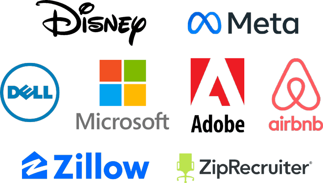 logos of zillow adobe zip recruiter dell meta disney airbnb